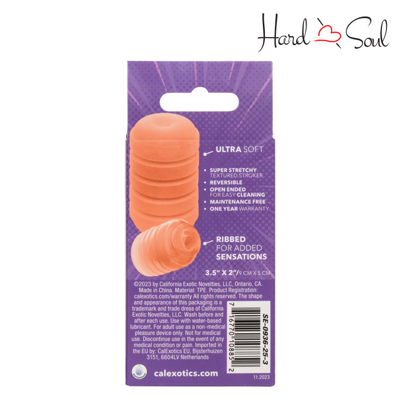 Back Side of Pop Sock Ribbed Stroker Orange Box - HardnSoul