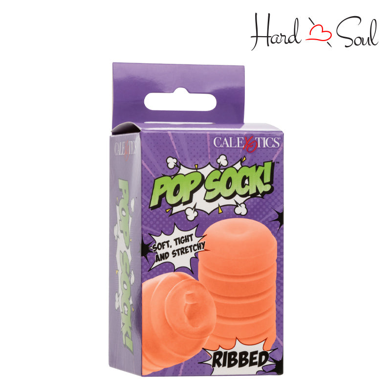 Front Side of Pop Sock Ribbed Stroker Orange Box - HardnSoul