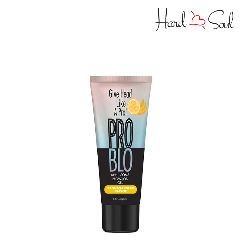 Tube of ProBlo Oral Pleasure Banana Cream Flavored Gel 1.5oz - HardnSoul