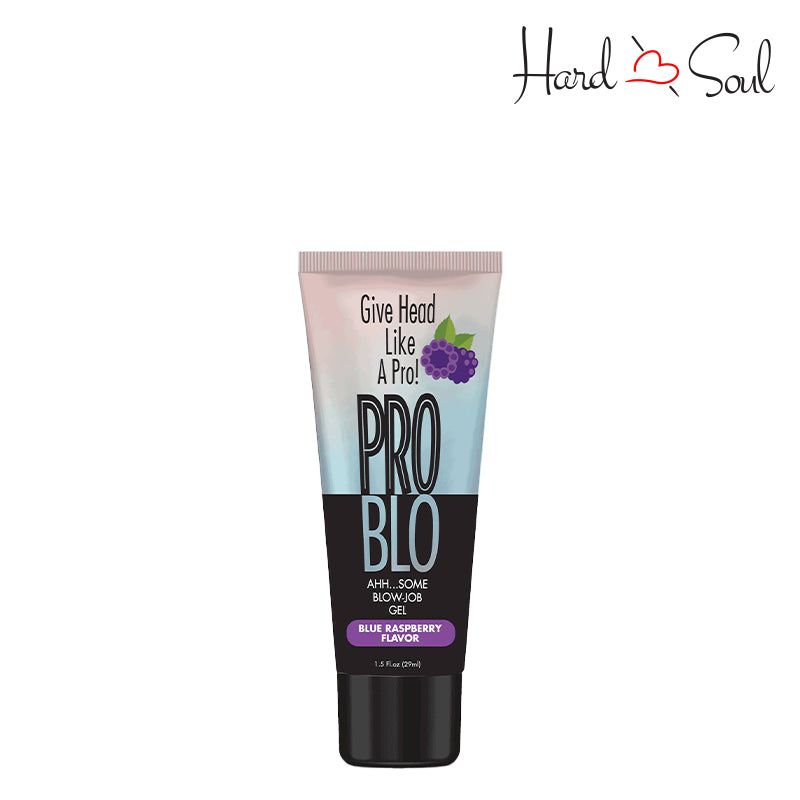 Tube of ProBlo Oral Pleasure Blue Raspberry Flavored Gel 1.5oz - HardnSoul