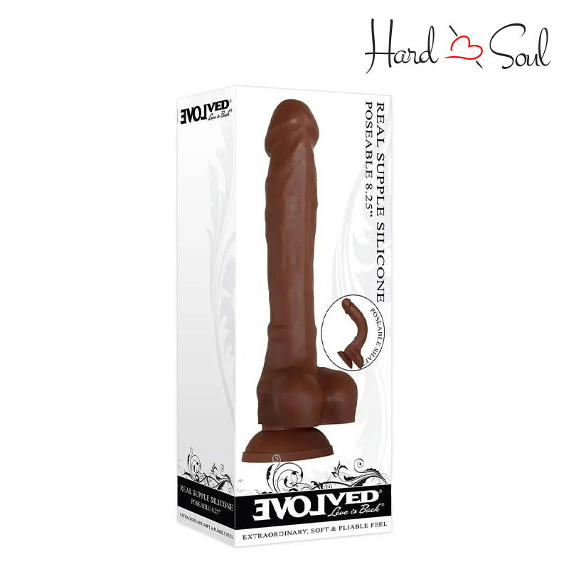 A Box of Real Supple Poseable 8.25 Inch Silicone Dildo Chocolate - HardnSoul