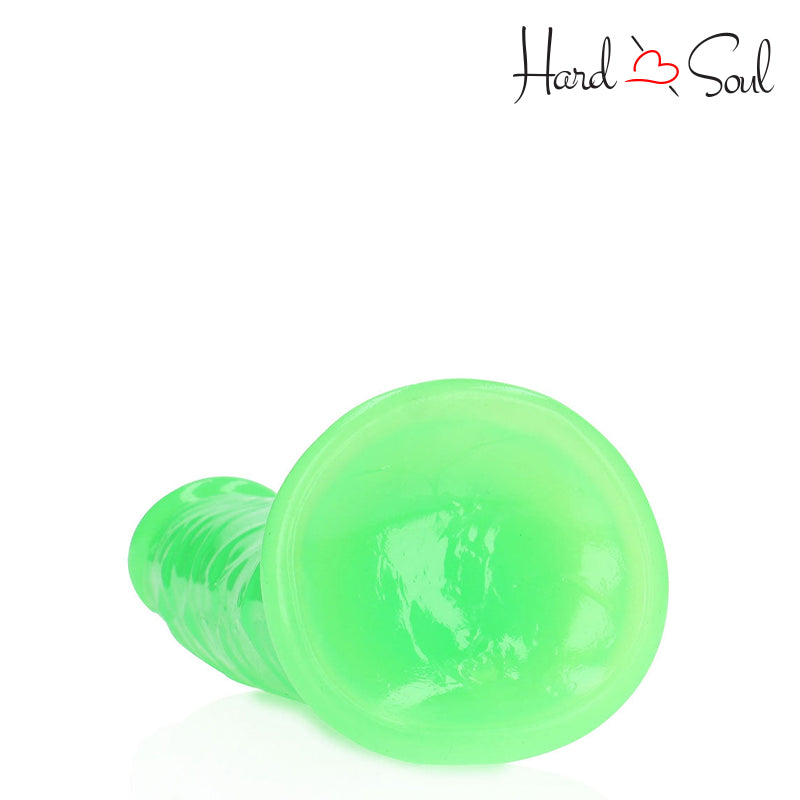 Bottom Side of RealRock Glow in the Dark 7 Inch Slim Dildo Green - HardnSoul