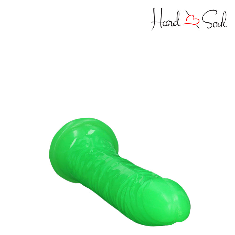 Top Side of RealRock Glow in the Dark 8 Inch Slim Dildo Green - HardnSoul