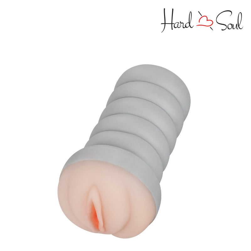 Top Side of Ribbed Gripper Tight Pussy Grip Stroker Ivory - HardnSoul