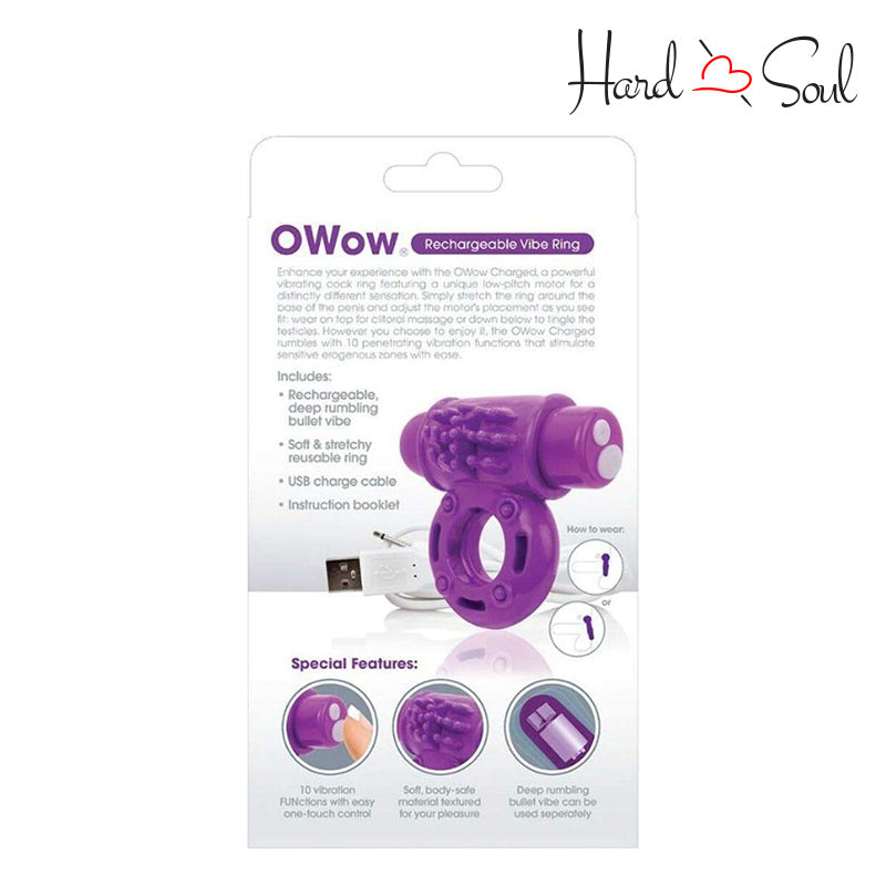 Back Side of Screaming O Charged OWow Vibe Ring Purple Box - HardnSoul