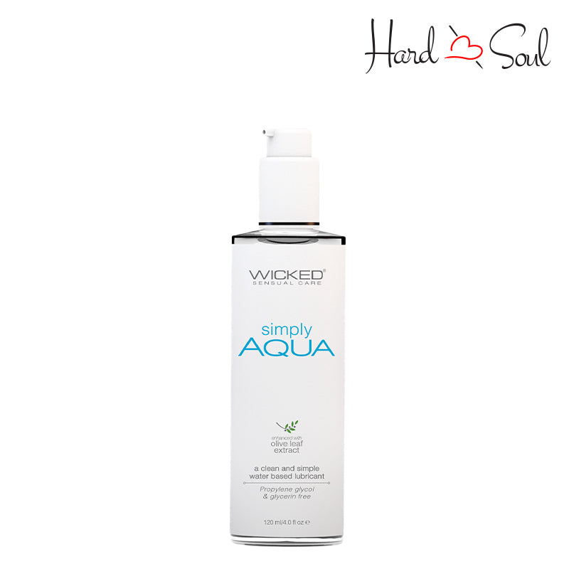 A Bottle of Simply Aqua Water Based Lubricant with Olive Leaf Extract 4oz - HardnSoul