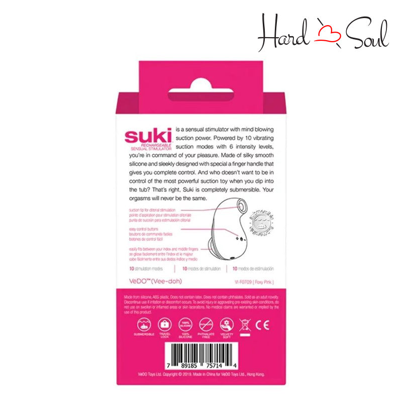 Back Side of Suki Sonic Vibrator Foxy Pink Box - HardnSoul