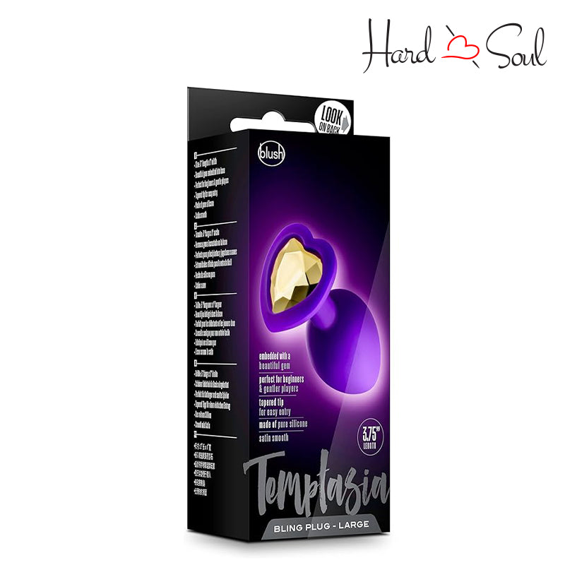 A box of Temptasia Bling Purple Butt Plug Large - HardnSoul