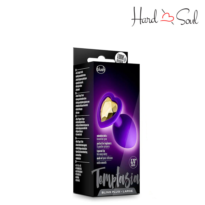 A Box of Temptasia Bling Purple Butt Plug Small - HardnSoul