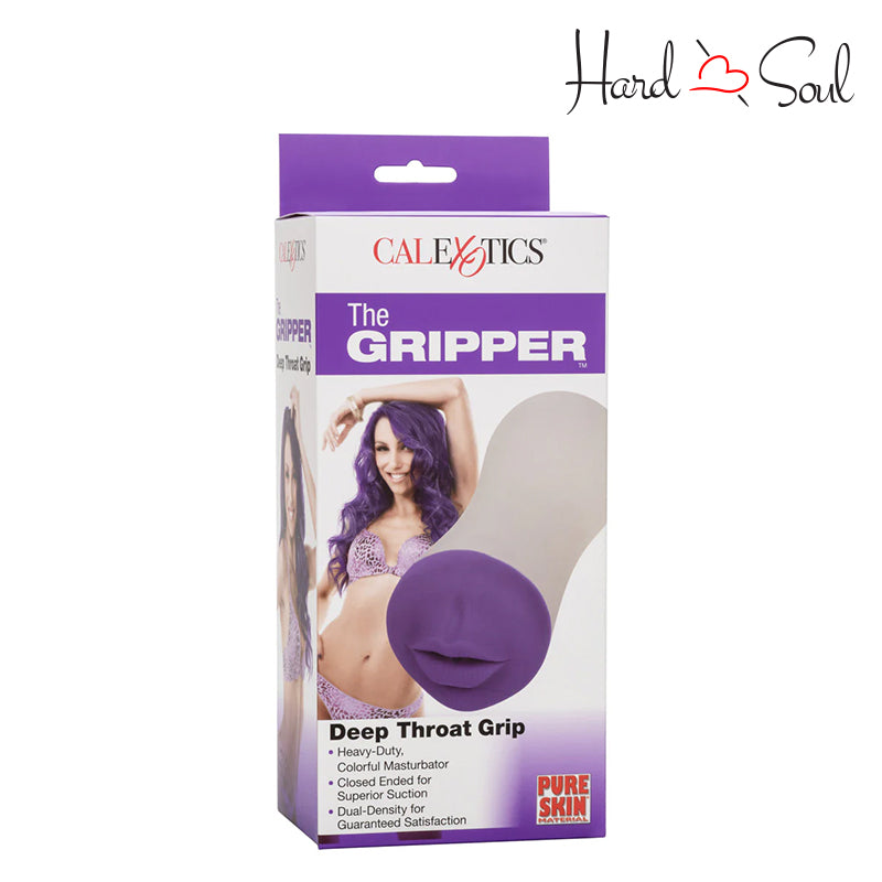 Front Side of a Box of The Gripper Deep Throat Grip Masturbator - HardnSoul