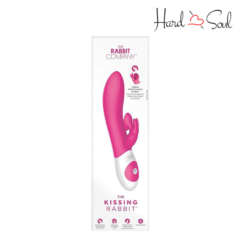 Front Side of The Kissing Rabbit Clitoral Suction Hot Pink Box - HardnSoul