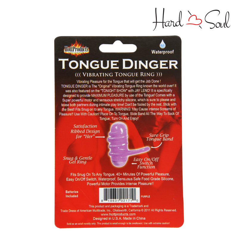 Back Side of Tongue Dinger Vibrating Tongue Ring Purple Box - HardnSoul