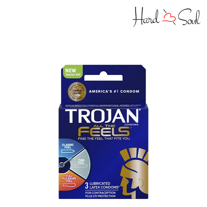 A Box of Trojan All The Feels Lubricated Condoms 3 Count - HardnSoul