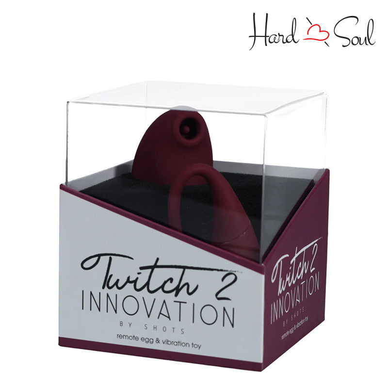 A Box of Twitch 2 Silicone Suction & Egg Vibrator Burgundy - HardnSoul