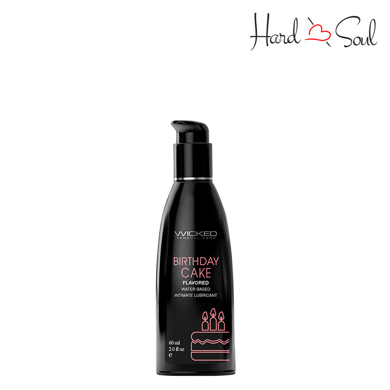 A Bottle of Wicked Aqua Birthday Cake Water Based Lubricant 2oz - HardnSoul