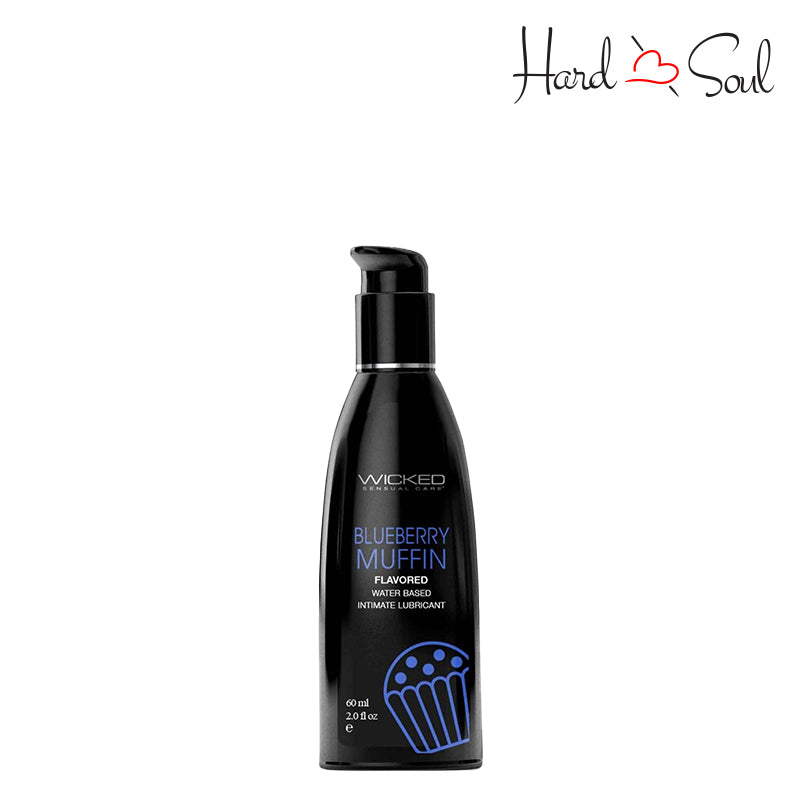 A Bottle of Wicked Aqua Blueberry Muffin Water Based Lubricant 2oz - HardnSoul