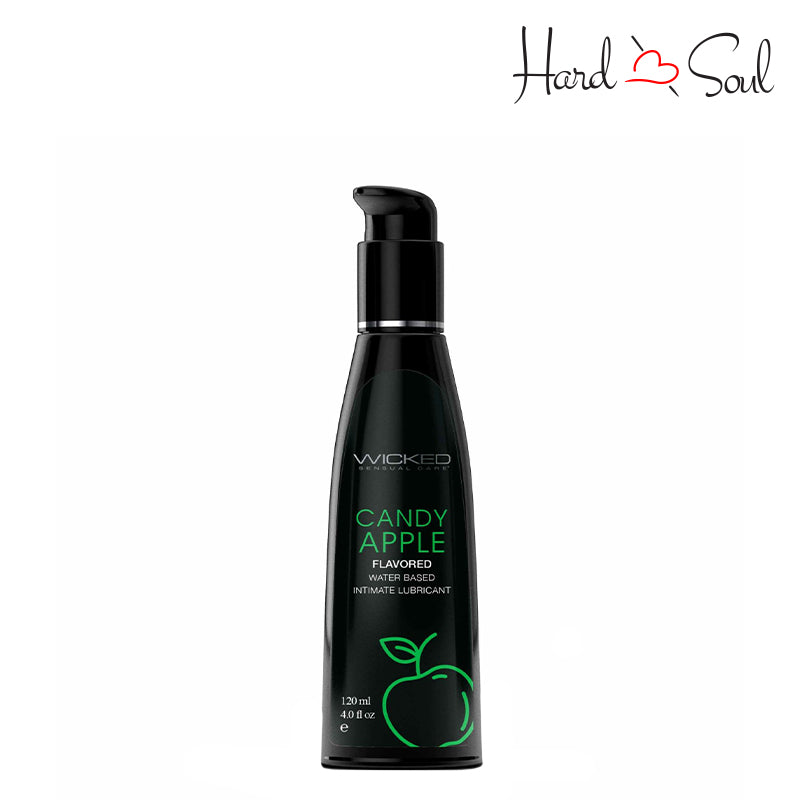 A Bottle of Wicked Aqua Candy Apple Water Based Lubricant 4oz - HardnSoul