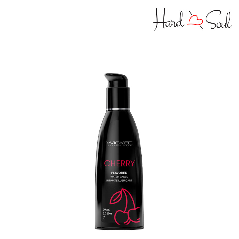 A Bottle of Wicked Aqua Cherry Water Based Lubricant 2oz - HardnSoul