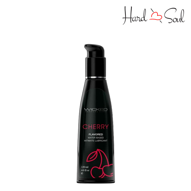 A Bottle of Wicked Aqua Cherry Water Based Lubricant 4oz - HardnSoul