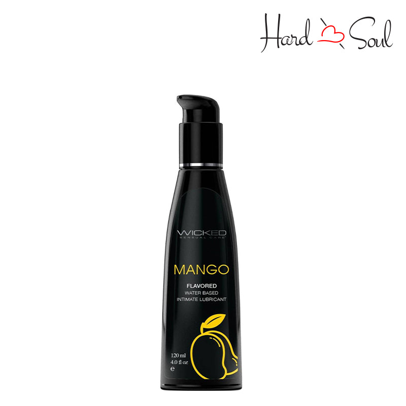 A Bottle of Wicked Aqua Mango Water Based Lubricant 4oz - HardnSoul