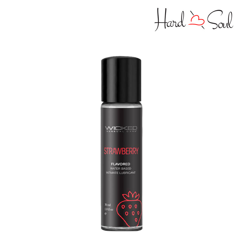 A Bottle of Wicked Aqua Strawberry Water Based Lubricant 1oz - HardnSoul