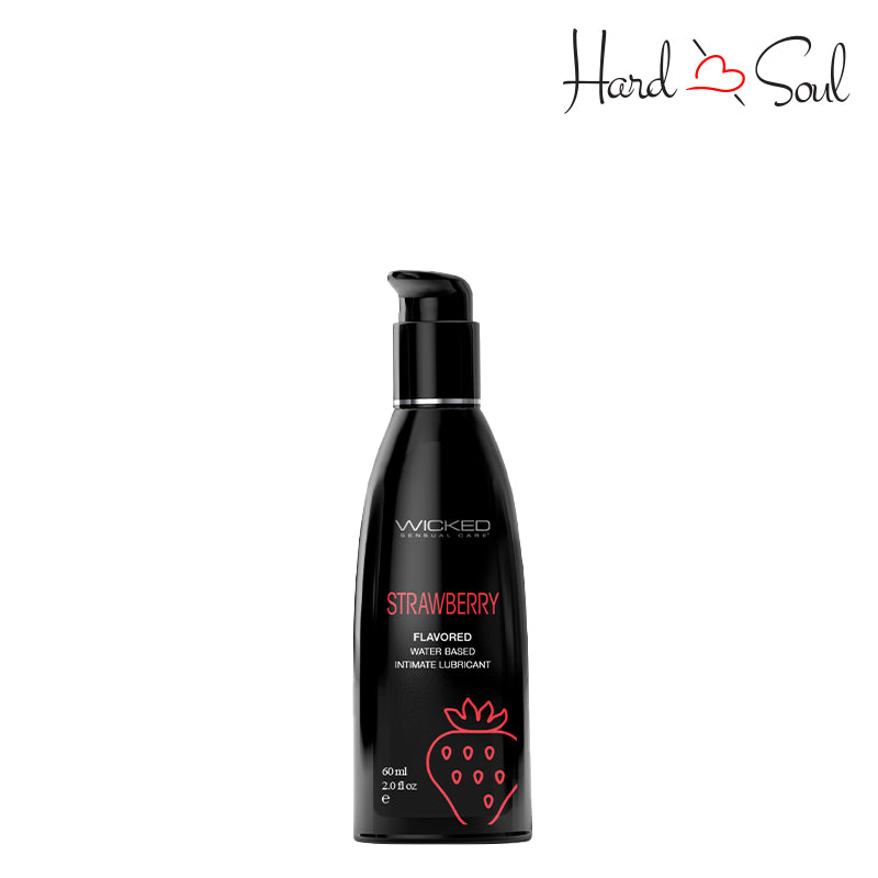 A Bottle of Wicked Aqua Strawberry Water Based Lubricant 2oz - HardnSoul