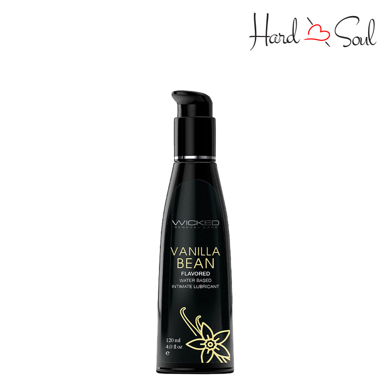 A Bottle of Wicked Aqua Vanilla Bean Water Based Lubricant 4oz - HardnSoul