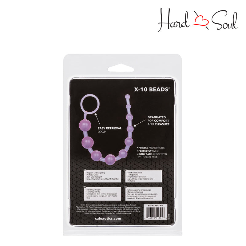 Back Side of X-10 Anal Beads Purple Box - HardnSoul