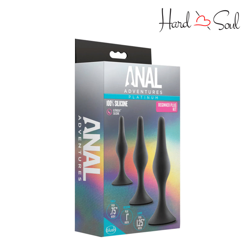 A Box of Anal Adventures Platinum Beginner Plug Kit Black - HardnSoul